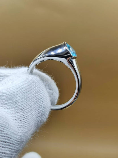 Paraiba Apatit - Ring - 925 Silber Größe 18 (56) - Edelstein Heilstein Edel Energie Kraft Schmuck Hochwertig blau - Art of Nature Berlin