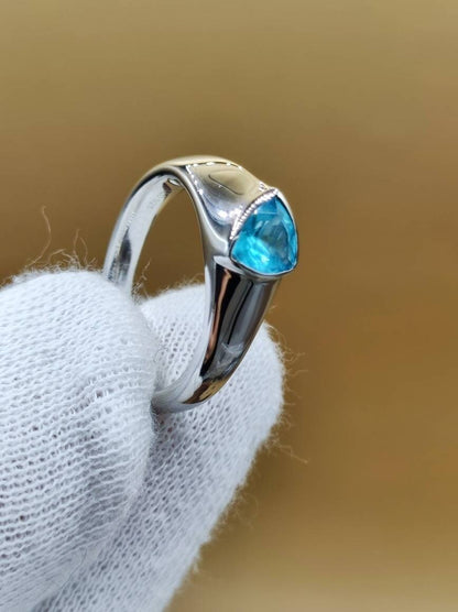 Paraiba Apatit - Ring - 925 Silber Größe 18 (56) - Edelstein Heilstein Edel Energie Kraft Schmuck Hochwertig blau - Art of Nature Berlin