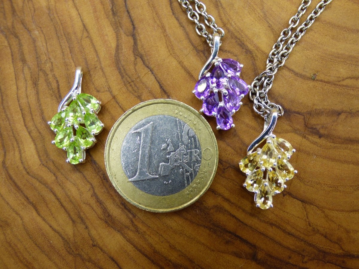 Peridot / Citrin / Amethyst - Kette - 925 Silber - Edelstein grün gelb lila natürlich Heilstein Edel Energie Kraft Schmuck Hochwertig Süß - Art of Nature Berlin