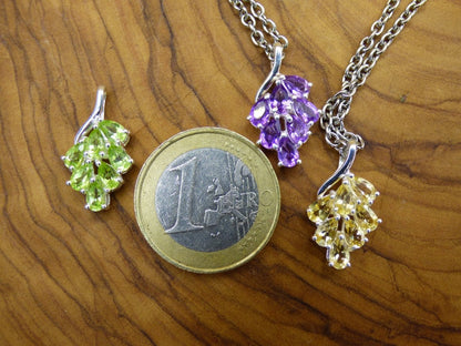 Peridot / Citrin / Amethyst - Kette - 925 Silber - Edelstein grün gelb lila natürlich Heilstein Edel Energie Kraft Schmuck Hochwertig Süß - Art of Nature Berlin