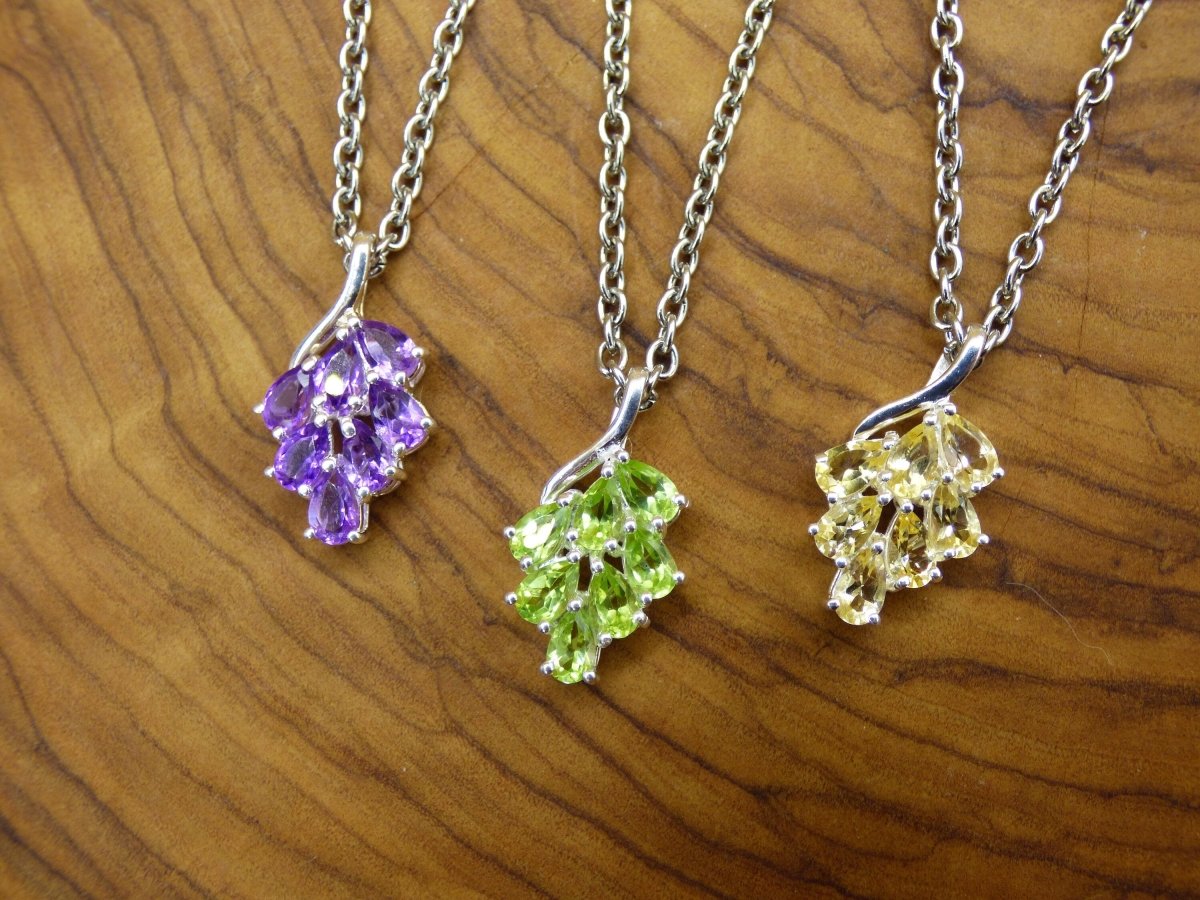 Peridot / Citrin / Amethyst - Kette - 925 Silber - Edelstein grün gelb lila natürlich Heilstein Edel Energie Kraft Schmuck Hochwertig Süß - Art of Nature Berlin