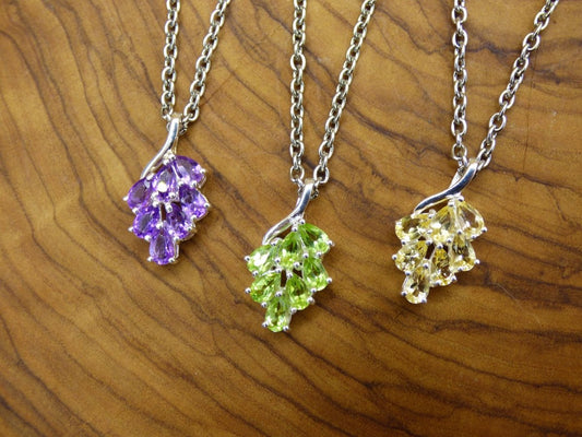 Peridot / Citrin / Amethyst - Kette - 925 Silber - Edelstein grün gelb lila natürlich Heilstein Edel Energie Kraft Schmuck Hochwertig Süß - Art of Nature Berlin