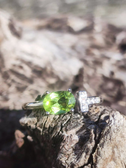 Peridot Ring - 925 Silber verstellbare Größe Edelstein Heilstein grün Edel Energie Kraft Schmuck Hochwertig Rarität Geschenk Frau Freundin - Art of Nature Berlin