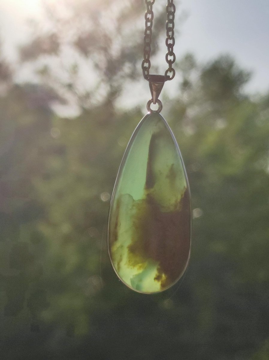 Peruvian Opal AAA - 925 Sterling Silber Edelstein Kette Natur blau Schutz Rarität Heilstein Kristall Mann Frau Er Sie Geschenk Freund Bruder - Art of Nature Berlin