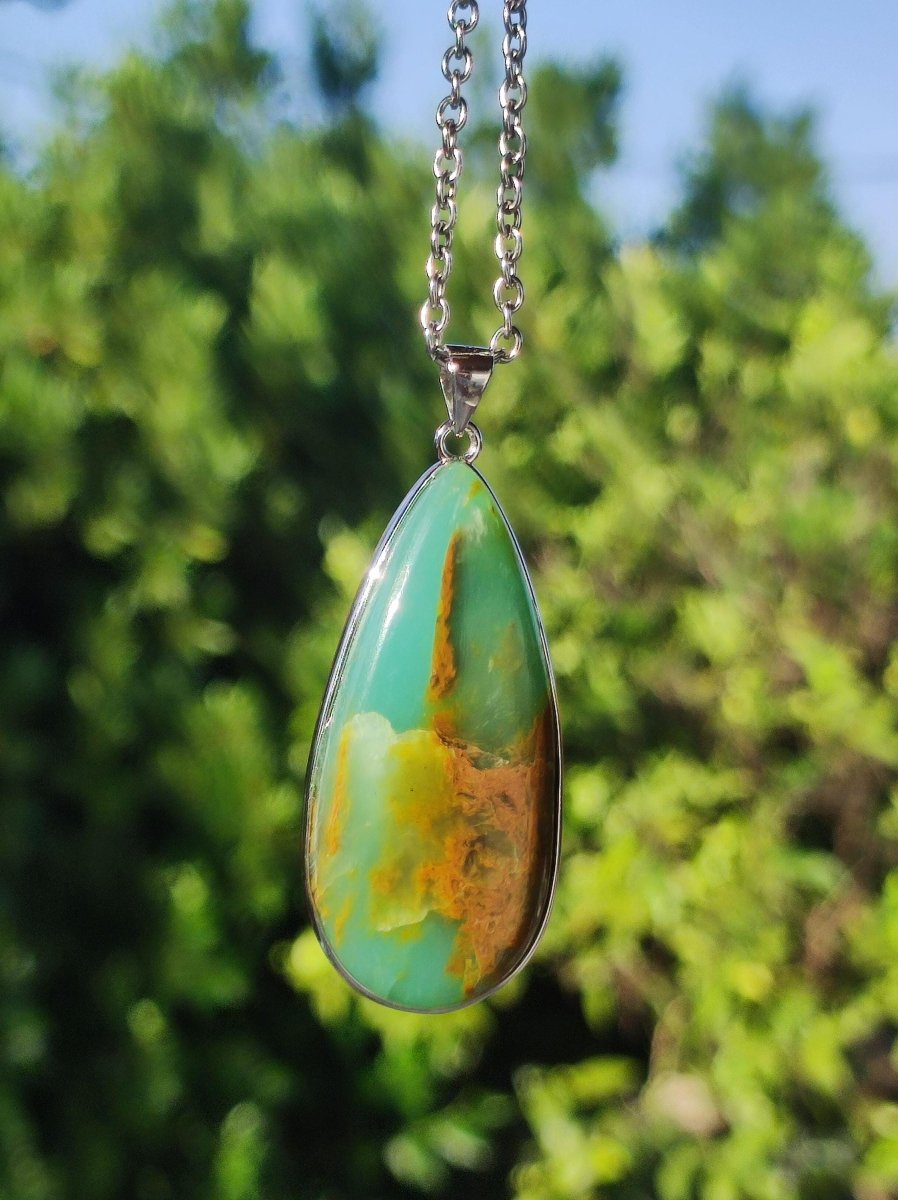 Peruvian Opal AAA - 925 Sterling Silber Edelstein Kette Natur blau Schutz Rarität Heilstein Kristall Mann Frau Er Sie Geschenk Freund Bruder - Art of Nature Berlin