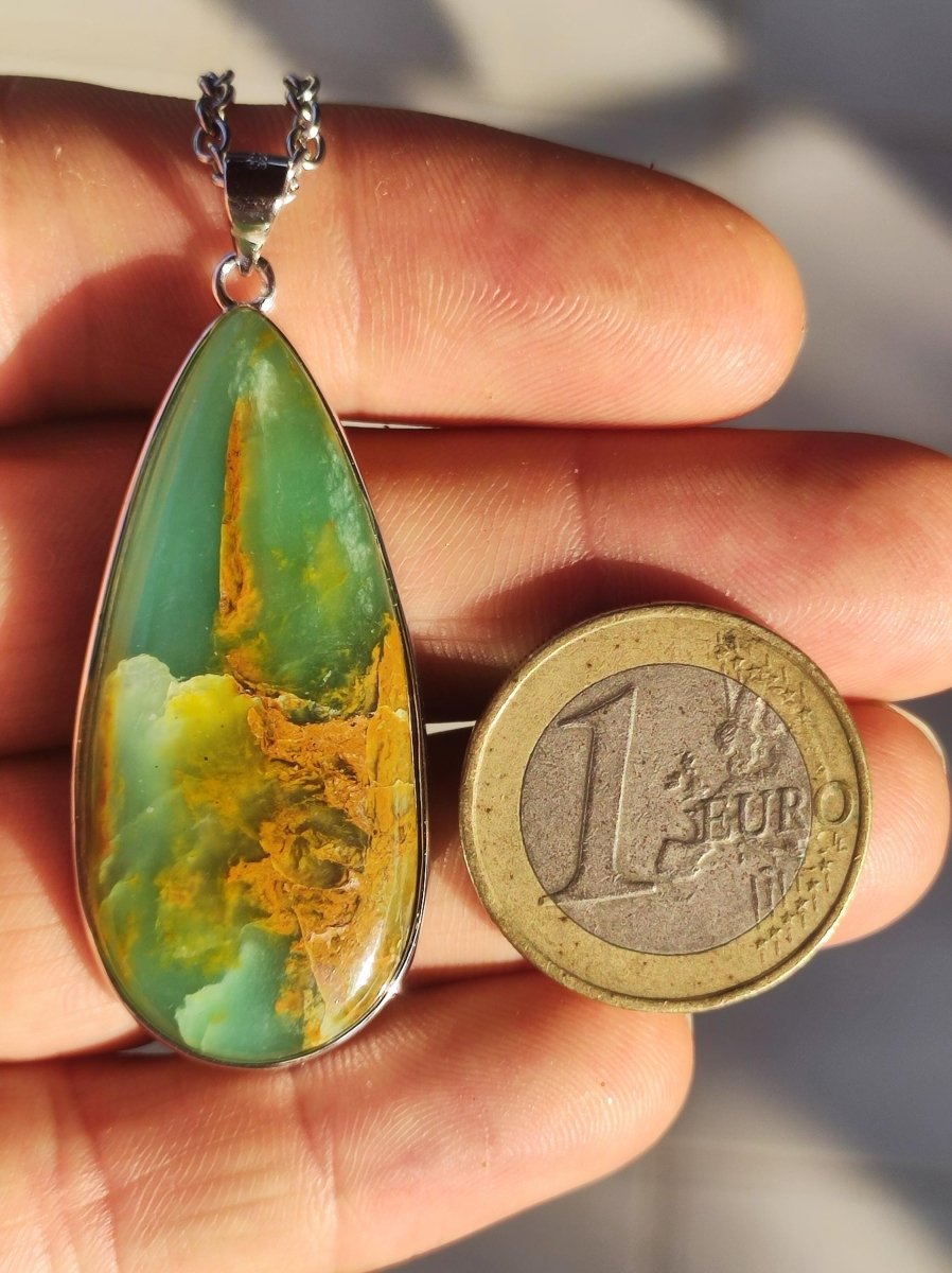 Peruvian Opal AAA - 925 Sterling Silber Edelstein Kette Natur blau Schutz Rarität Heilstein Kristall Mann Frau Er Sie Geschenk Freund Bruder - Art of Nature Berlin