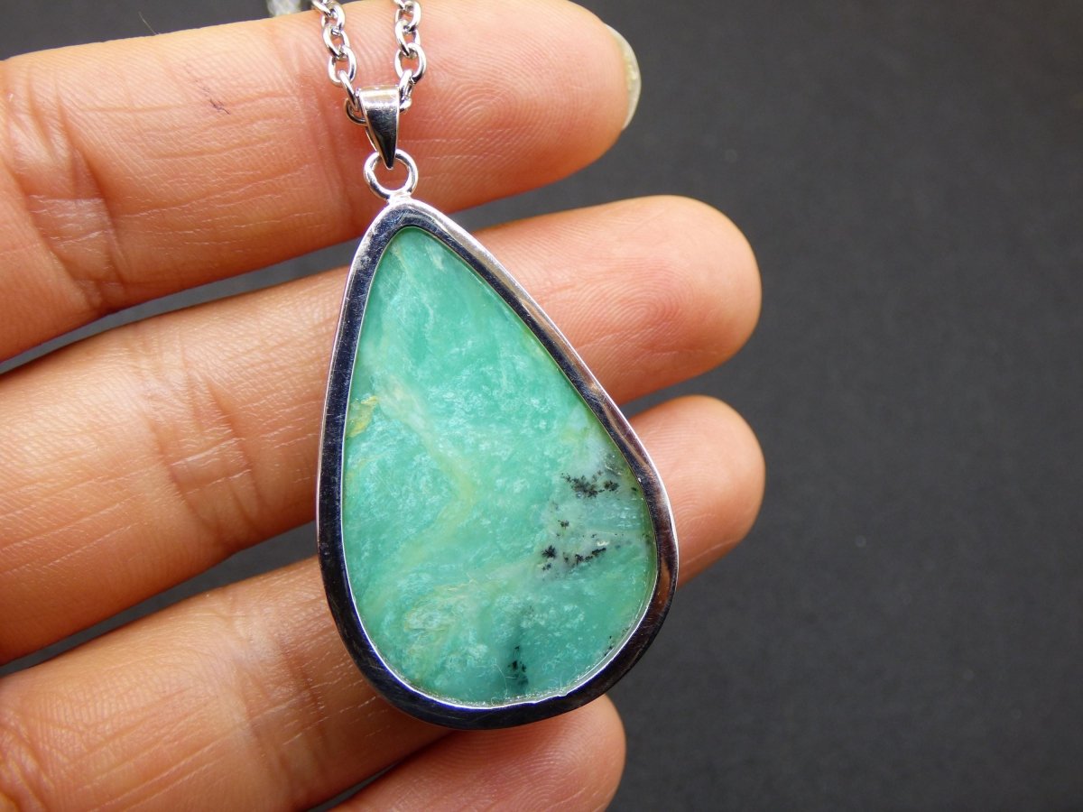 Peruvian Opal AAA - 925 Sterling Silber Edelstein Kette Natur blau Schutz Rarität Heilstein Kristall Mann Frau Er Sie Geschenk Freund Bruder - Art of Nature Berlin