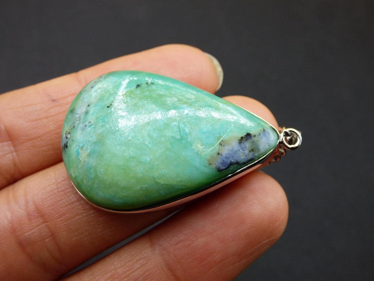 Peruvian Opal AAA - 925 Sterling Silber Edelstein Kette Natur blau Schutz Rarität Heilstein Kristall Mann Frau Er Sie Geschenk Freund Bruder - Art of Nature Berlin