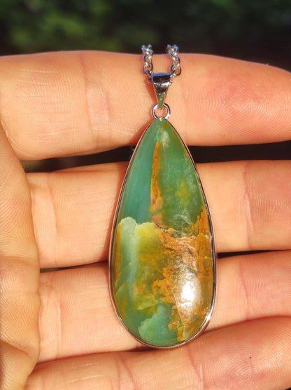 Peruvian Opal AAA - 925 Sterling Silber Edelstein Kette Natur blau Schutz Rarität Heilstein Kristall Mann Frau Er Sie Geschenk Freund Bruder - Art of Nature Berlin