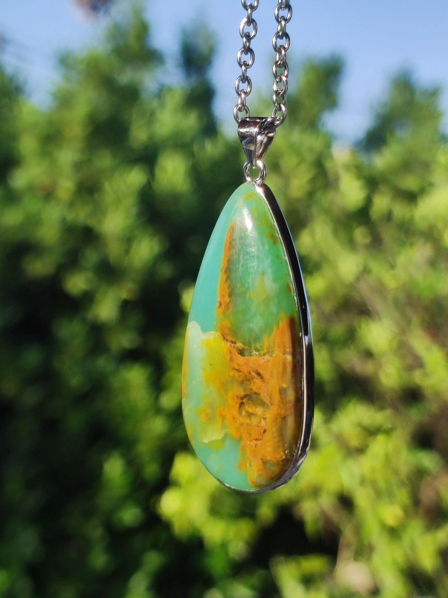 Peruvian Opal AAA - 925 Sterling Silber Edelstein Kette Natur blau Schutz Rarität Heilstein Kristall Mann Frau Er Sie Geschenk Freund Bruder - Art of Nature Berlin