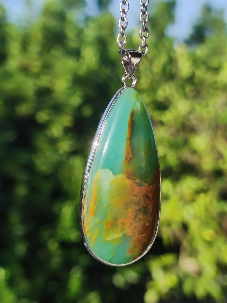 Peruvian Opal AAA - 925 Sterling Silber Edelstein Kette Natur blau Schutz Rarität Heilstein Kristall Mann Frau Er Sie Geschenk Freund Bruder - Art of Nature Berlin