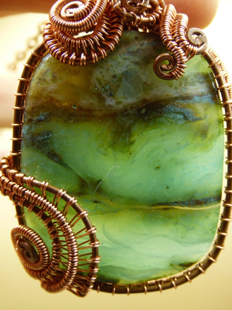 Peruvian Opal *~ Wire ~* ~ blaue Edelstein Kette mit Kupferdraht ~HIPPIE ~GOA ~Boho ~Ethno ~Nature ~Heilstein ~Energy ~Chakra ~Spirale - Art of Nature Berlin