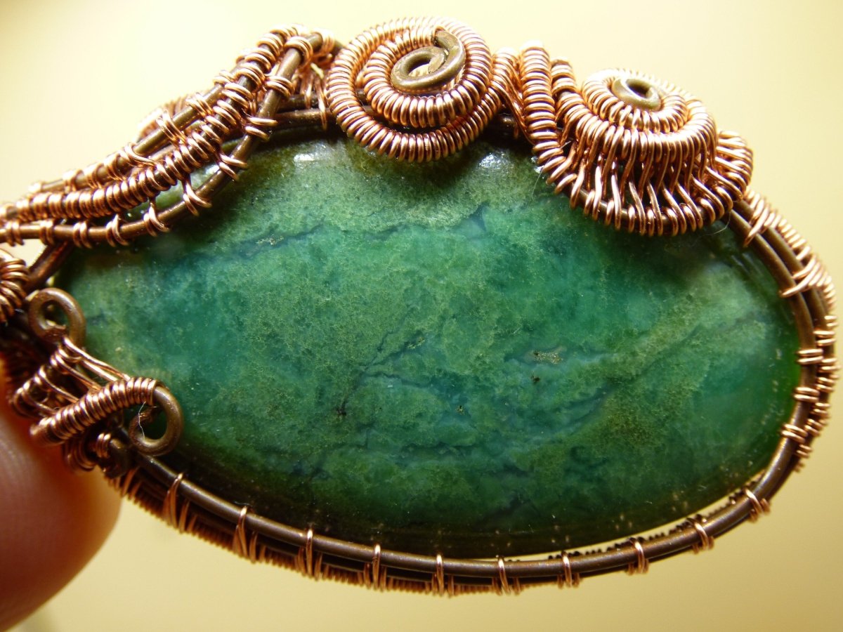 Peruvian Opal *~ Wire ~* ~ blaue Edelstein Kette mit Kupferdraht ~HIPPIE ~GOA ~Boho ~Ethno ~Nature ~Heilstein ~Energy ~Chakra ~Spirale - Art of Nature Berlin