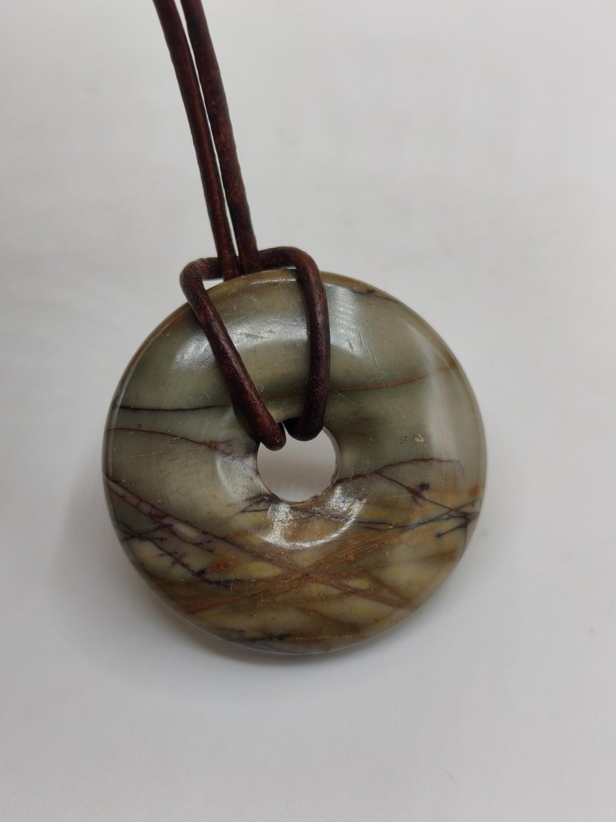 Picasso Jaspis 30mm Donut Edelstein Kette HIPPIE GOA Boho Ethno Nature Donut Schutzsymbol Heilstein Sammler Unikat Mann Frau Er Sie Geschenk - Art of Nature Berlin