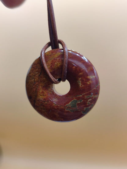 Picasso Jaspis 30mm Donut Edelstein Kette HIPPIE GOA Boho Ethno Nature Donut Schutzsymbol Heilstein Sammler Unikat Mann Frau Er Sie Geschenk - Art of Nature Berlin