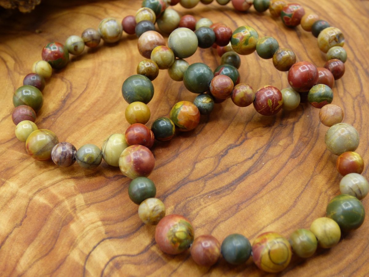 Picasso Jaspis - Edelstein Armband bunt GOA Hippie Boho Natur Heilstein Geschenk Er Sie Mann Frau Kind Schön Freund Rarität Energie Kraft - Art of Nature Berlin