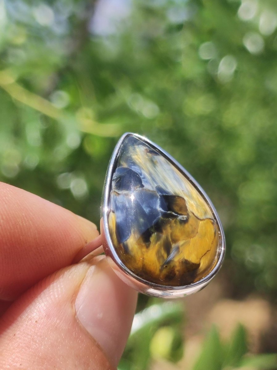 Pietersite 925 Silber Edelstein Ring Natur Heilstein Rarität Selten Hochwertig Edel Sie Geschenk Frau Peterstein Blitz Feuer Fluss Gold rot - Art of Nature Berlin