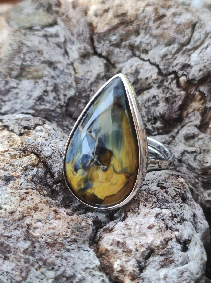 Pietersite 925 Silber Edelstein Ring Natur Heilstein Rarität Selten Hochwertig Edel Sie Geschenk Frau Peterstein Blitz Feuer Fluss Gold rot - Art of Nature Berlin