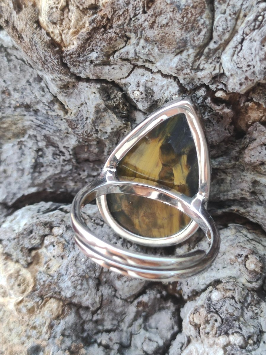 Pietersite 925 Silber Edelstein Ring Natur Heilstein Rarität Selten Hochwertig Edel Sie Geschenk Frau Peterstein Blitz Feuer Fluss Gold rot - Art of Nature Berlin