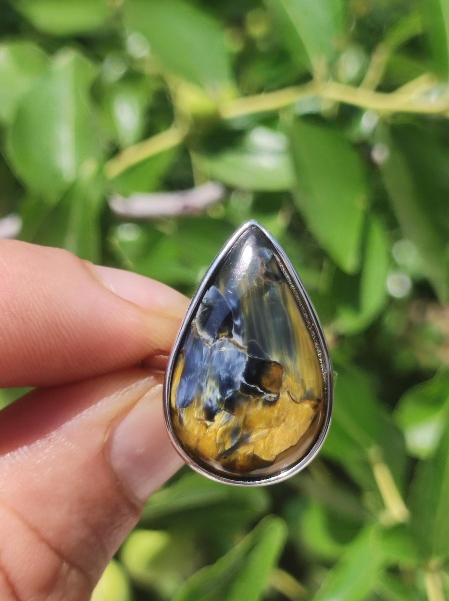 Pietersite 925 Silber Edelstein Ring Natur Heilstein Rarität Selten Hochwertig Edel Sie Geschenk Frau Peterstein Blitz Feuer Fluss Gold rot - Art of Nature Berlin