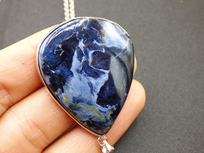 Pietersite blau AAA - 925 Sterling Silber Edelstein Kette Schutz Rarität Heilstein Kristall Mann Frau Er Sie Geschenk Schimmer Reflektion - Art of Nature Berlin
