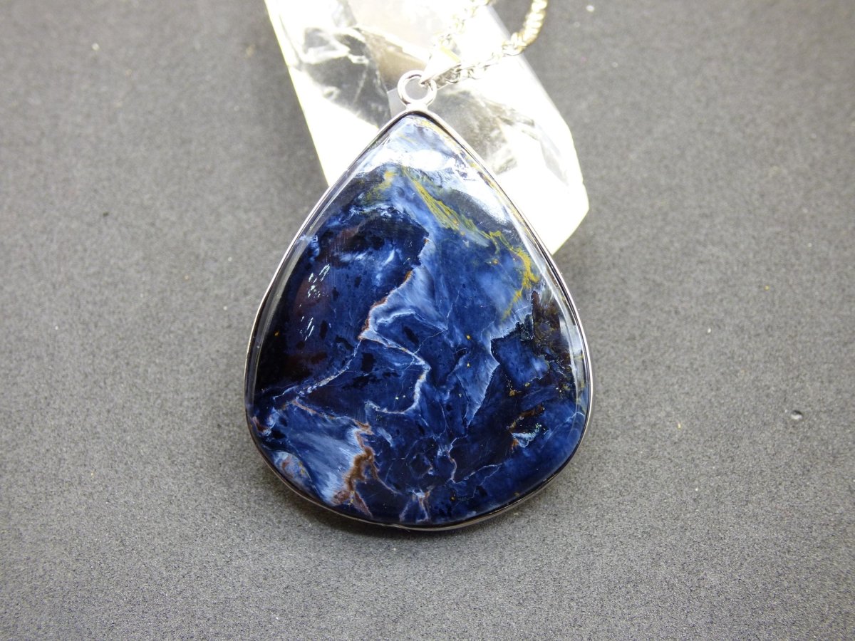 Pietersite blau AAA - 925 Sterling Silber Edelstein Kette Schutz Rarität Heilstein Kristall Mann Frau Er Sie Geschenk Schimmer Reflektion - Art of Nature Berlin