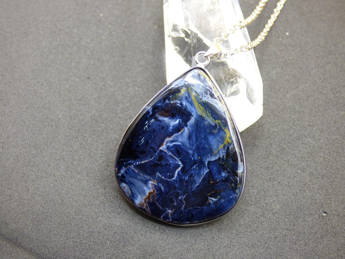 Pietersite blau AAA - 925 Sterling Silber Edelstein Kette Schutz Rarität Heilstein Kristall Mann Frau Er Sie Geschenk Schimmer Reflektion - Art of Nature Berlin