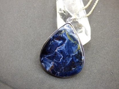 Pietersite blau AAA - 925 Sterling Silber Edelstein Kette Schutz Rarität Heilstein Kristall Mann Frau Er Sie Geschenk Schimmer Reflektion - Art of Nature Berlin