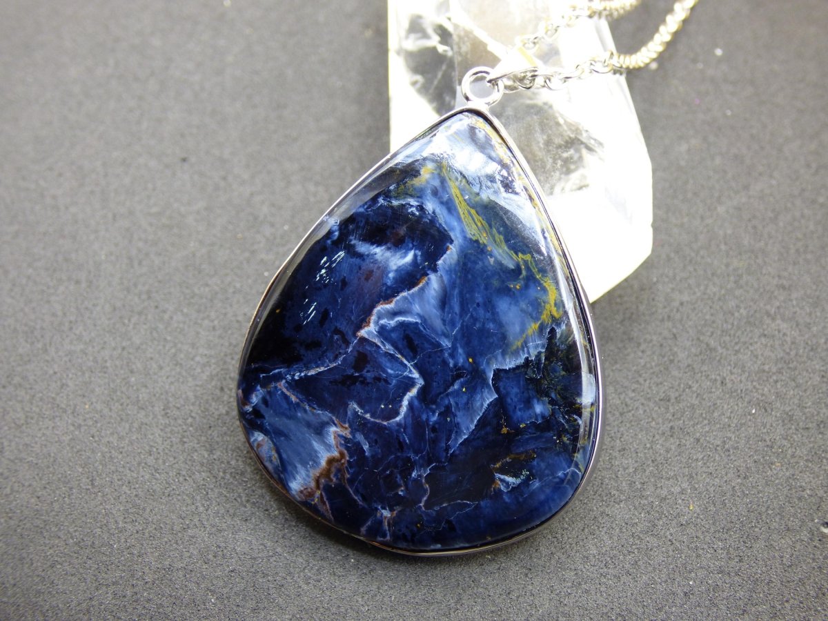 Pietersite blau AAA - 925 Sterling Silber Edelstein Kette Schutz Rarität Heilstein Kristall Mann Frau Er Sie Geschenk Schimmer Reflektion - Art of Nature Berlin