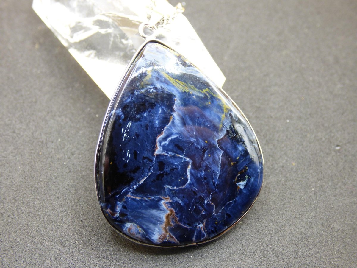 Pietersite blau AAA - 925 Sterling Silber Edelstein Kette Schutz Rarität Heilstein Kristall Mann Frau Er Sie Geschenk Schimmer Reflektion - Art of Nature Berlin