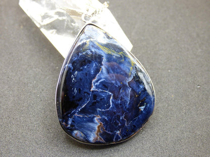 Pietersite blau AAA - 925 Sterling Silber Edelstein Kette Schutz Rarität Heilstein Kristall Mann Frau Er Sie Geschenk Schimmer Reflektion - Art of Nature Berlin
