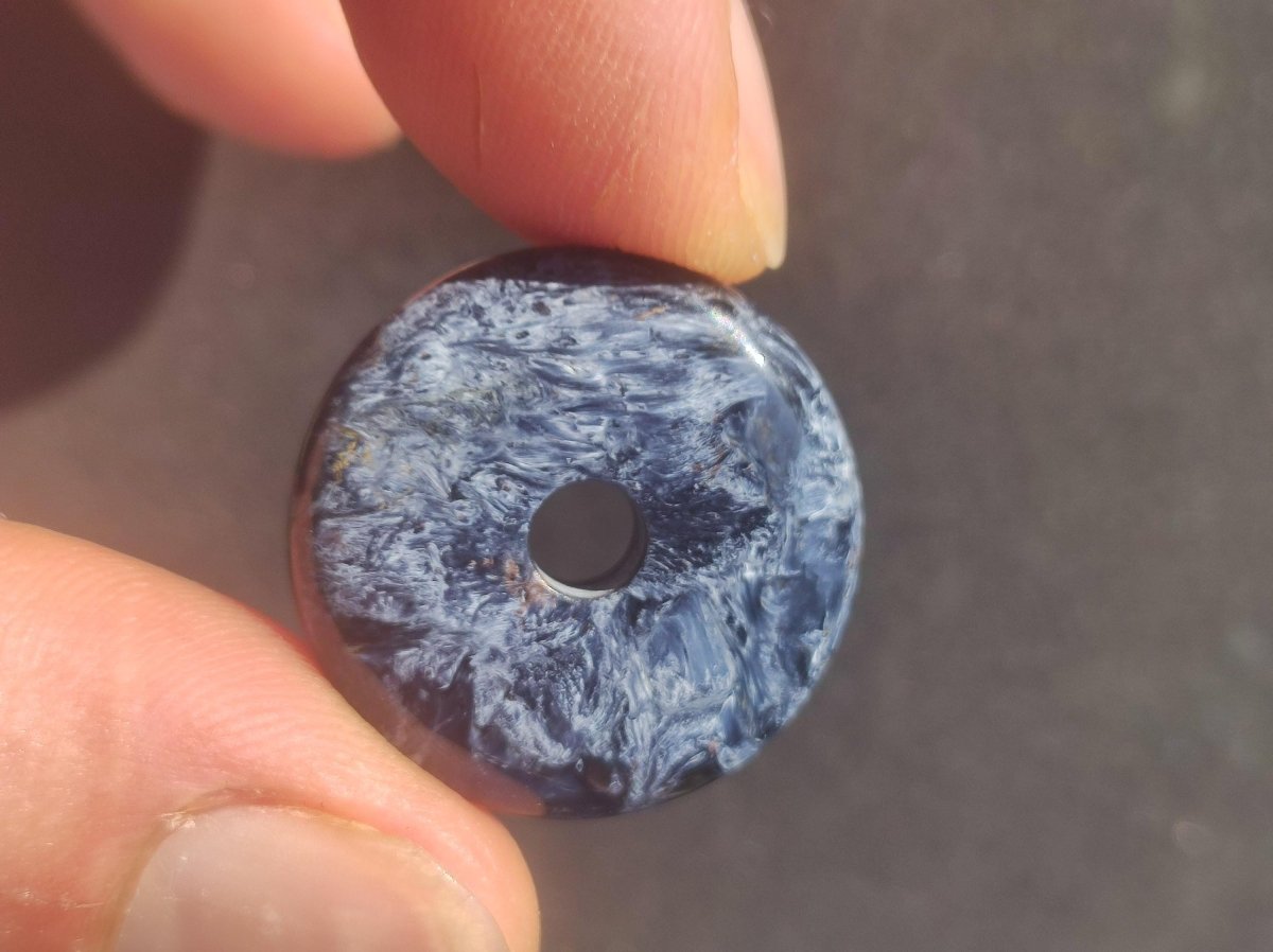 Pietersite blau ~ Donut Edelstein Kette Natur Rarität selten Schutzsymbol Heilstein Kristall HIPPIE Boho Ethno Mann Frau Geschenk Er Sie - Art of Nature Berlin