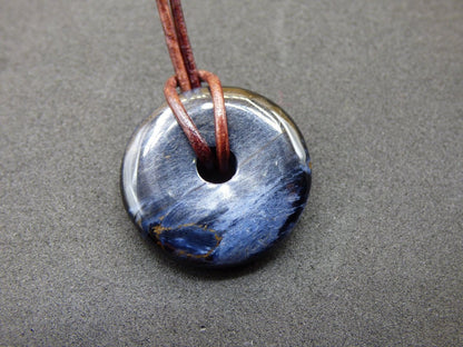 Pietersite blau ~ Donut Edelstein Kette Natur Rarität selten Schutzsymbol Heilstein Kristall HIPPIE Boho Ethno Mann Frau Geschenk Er Sie - Art of Nature Berlin