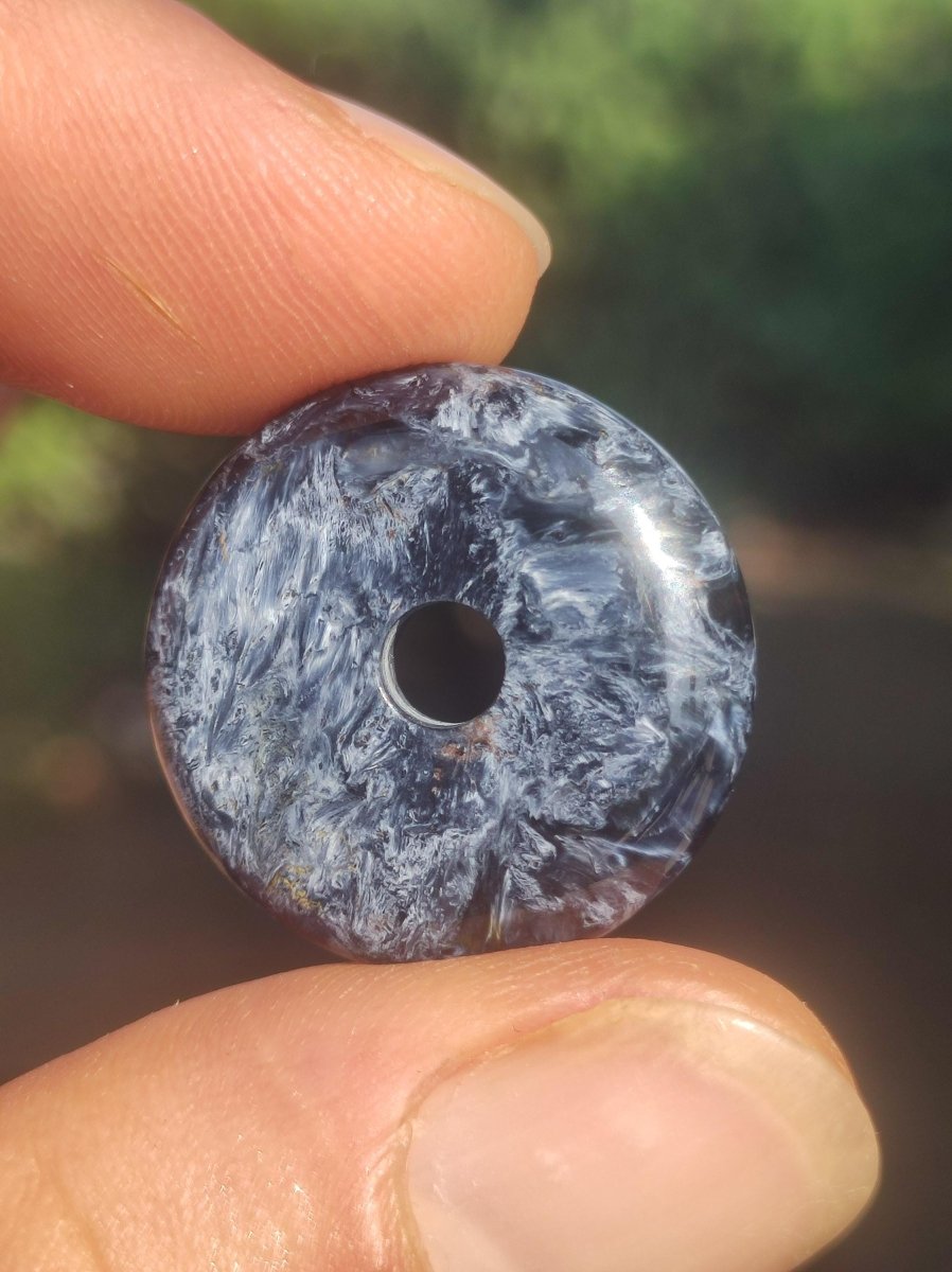 Pietersite blau ~ Donut Edelstein Kette Natur Rarität selten Schutzsymbol Heilstein Kristall HIPPIE Boho Ethno Mann Frau Geschenk Er Sie - Art of Nature Berlin