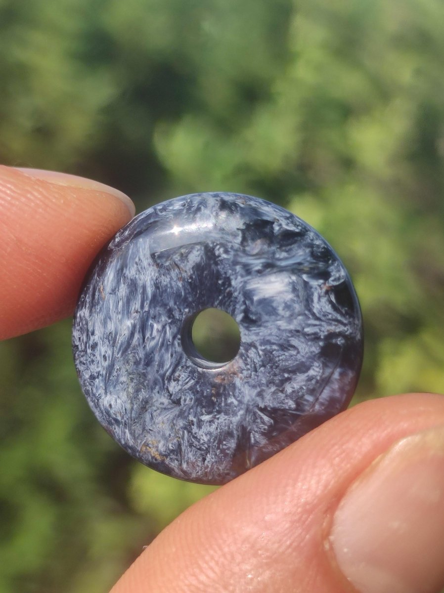 Pietersite blau ~ Donut Edelstein Kette Natur Rarität selten Schutzsymbol Heilstein Kristall HIPPIE Boho Ethno Mann Frau Geschenk Er Sie - Art of Nature Berlin