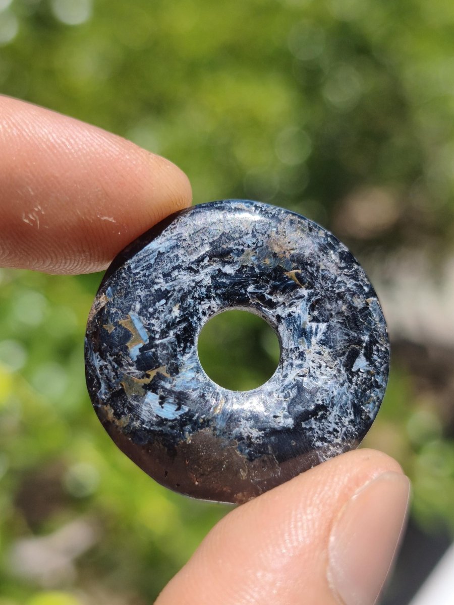 Pietersite blau - Edelstein Donut Kette Rarität selten Schutzsymbol Heilstein Kristall HIPPIE Boho Tibet Ethno Mann Frau Geschenk Er Sie - Art of Nature Berlin