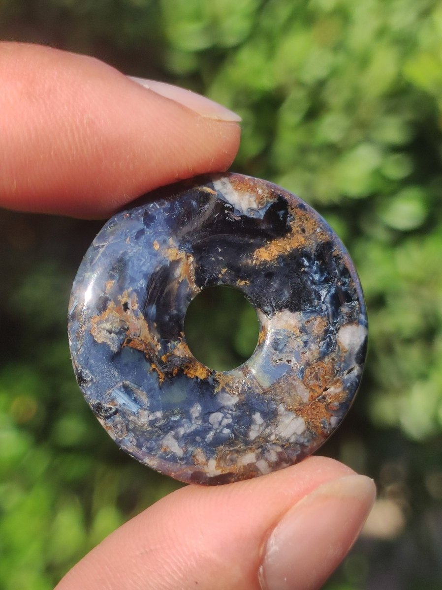 Pietersite blau - Edelstein Donut Kette Rarität selten Schutzsymbol Heilstein Kristall HIPPIE Boho Tibet Ethno Mann Frau Geschenk Er Sie - Art of Nature Berlin