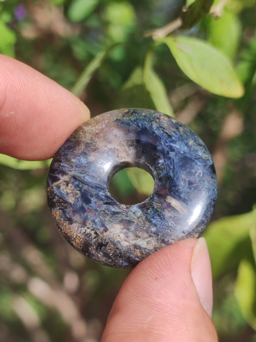 Pietersite blau - Edelstein Donut Kette Rarität selten Schutzsymbol Heilstein Kristall HIPPIE Boho Tibet Ethno Mann Frau Geschenk Er Sie - Art of Nature Berlin