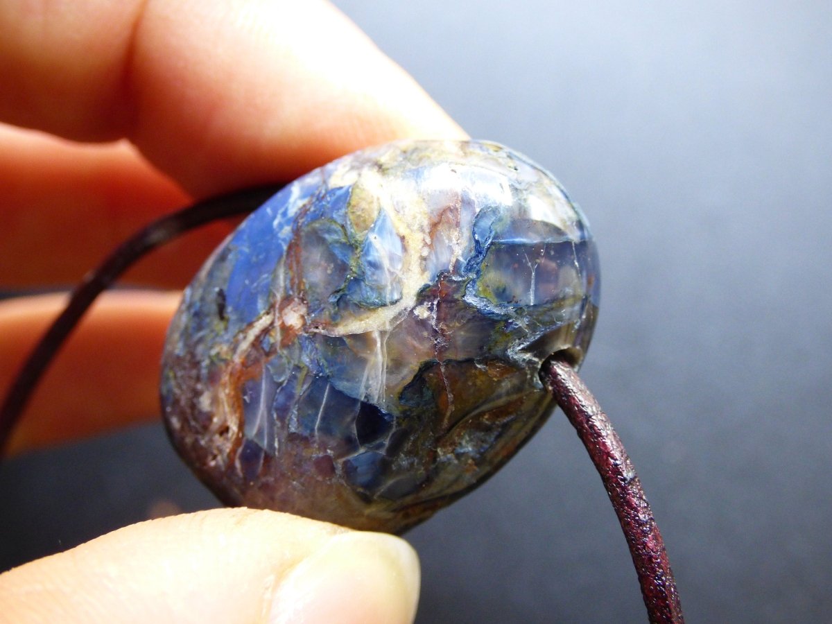 Pietersite blau ~ Edelstein Kette ~HIPPIE ~GOA ~Boho ~Ethno ~Nature ~Heilstein ~Flash ~Fire ~Fluss ~Blitz ~Rarität - Art of Nature Berlin