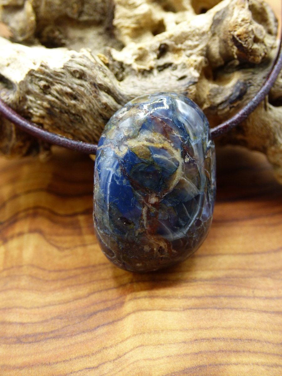 Pietersite blau ~ Edelstein Kette ~HIPPIE ~GOA ~Boho ~Ethno ~Nature ~Heilstein ~Flash ~Fire ~Fluss ~Blitz ~Rarität - Art of Nature Berlin