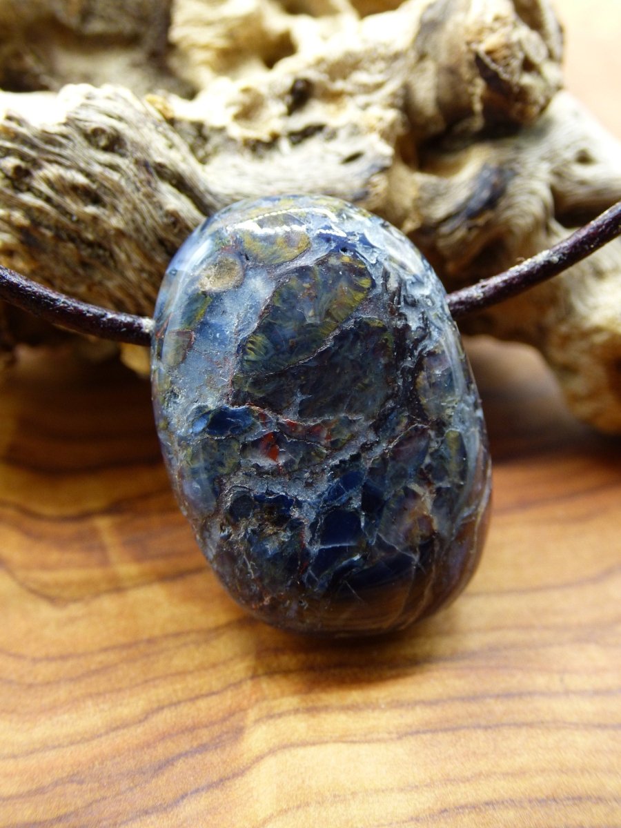 Pietersite blau ~ Edelstein Kette ~HIPPIE ~GOA ~Boho ~Ethno ~Nature ~Heilstein ~Flash ~Fire ~Fluss ~Blitz ~Rarität - Art of Nature Berlin