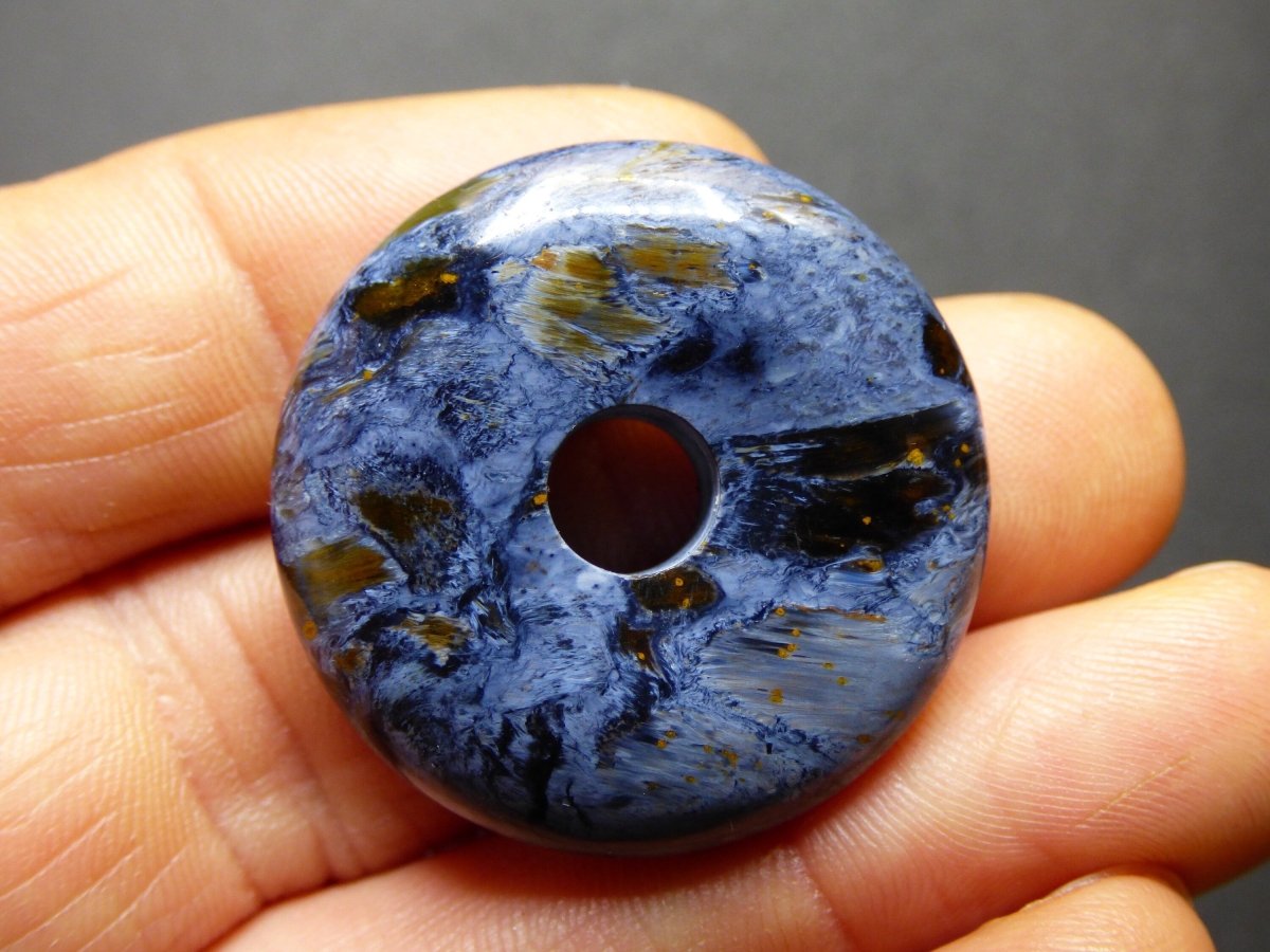 Pietersite blau ~ Edelstein Kette ~HIPPIE ~GOA ~Boho ~Tibet ~Ethno ~Nature ~Donut ~Schutzsymbol ~Heilstein ~Rarität - Art of Nature Berlin