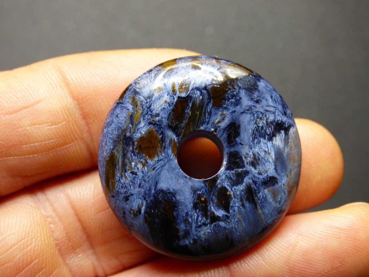 Pietersite blau ~ Edelstein Kette ~HIPPIE ~GOA ~Boho ~Tibet ~Ethno ~Nature ~Donut ~Schutzsymbol ~Heilstein ~Rarität - Art of Nature Berlin