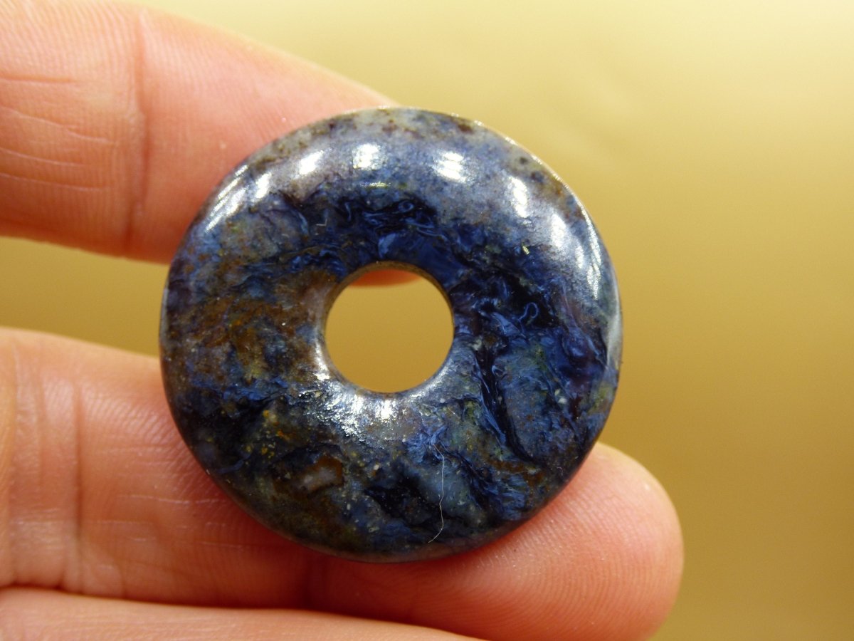 Pietersite blau ~ Edelstein Kette ~HIPPIE ~GOA ~Boho ~Tibet ~Ethno ~Nature ~Donut ~Schutzsymbol ~Rarität - Art of Nature Berlin