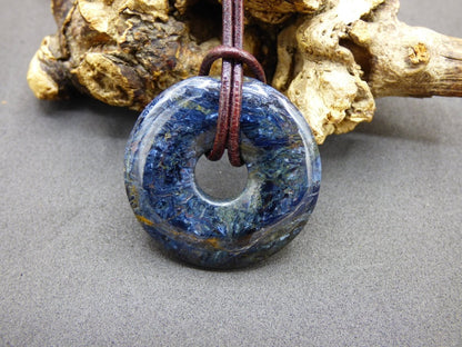 Pietersite blau ~ Edelstein Kette ~HIPPIE ~GOA ~Boho ~Tibet ~Ethno ~Nature ~Donut ~Schutzsymbol ~Rarität - Art of Nature Berlin