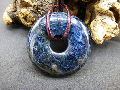 Pietersite blau ~ Edelstein Kette ~HIPPIE ~GOA ~Boho ~Tibet ~Ethno ~Nature ~Donut ~Schutzsymbol ~Rarität - Art of Nature Berlin