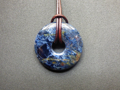 Pietersite blau ~ Edelstein Kette ~HIPPIE ~GOA ~Boho ~Tibet ~Ethno ~Nature ~Donut ~Schutzsymbol ~Rarität - Art of Nature Berlin