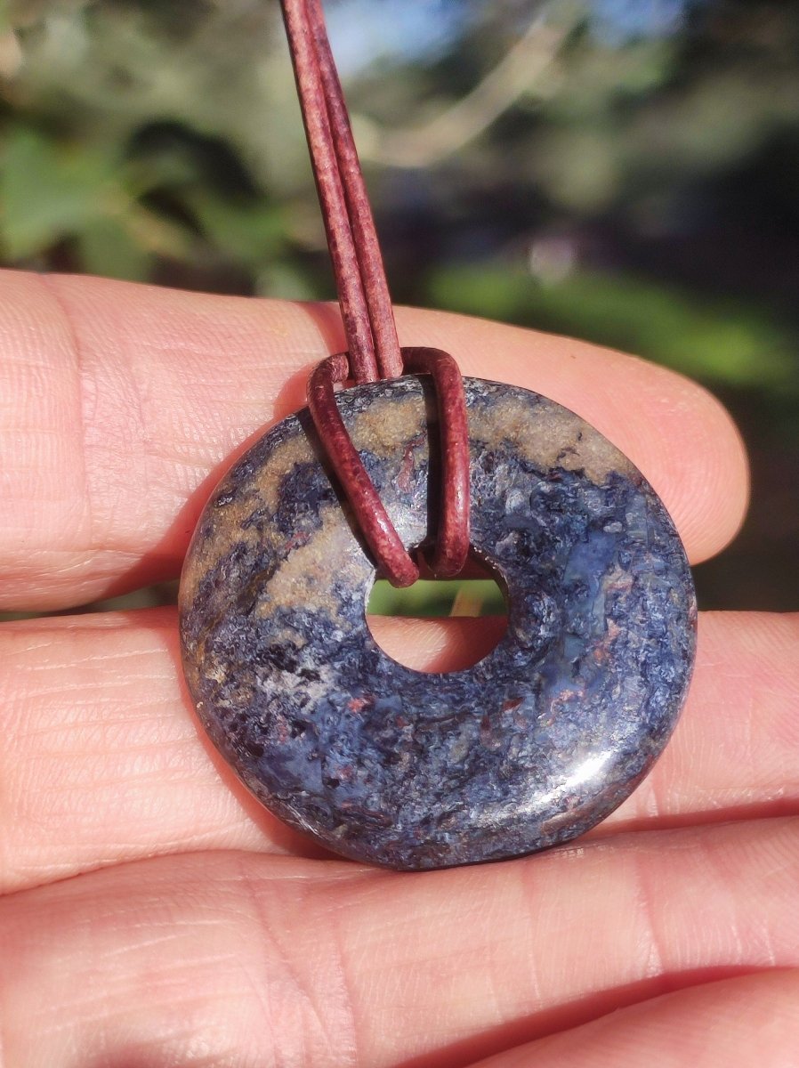 Pietersite blau ~ Edelstein Kette ~HIPPIE ~GOA ~Boho ~Tibet ~Ethno ~Nature ~Donut ~Schutzsymbol ~Rarität - Art of Nature Berlin