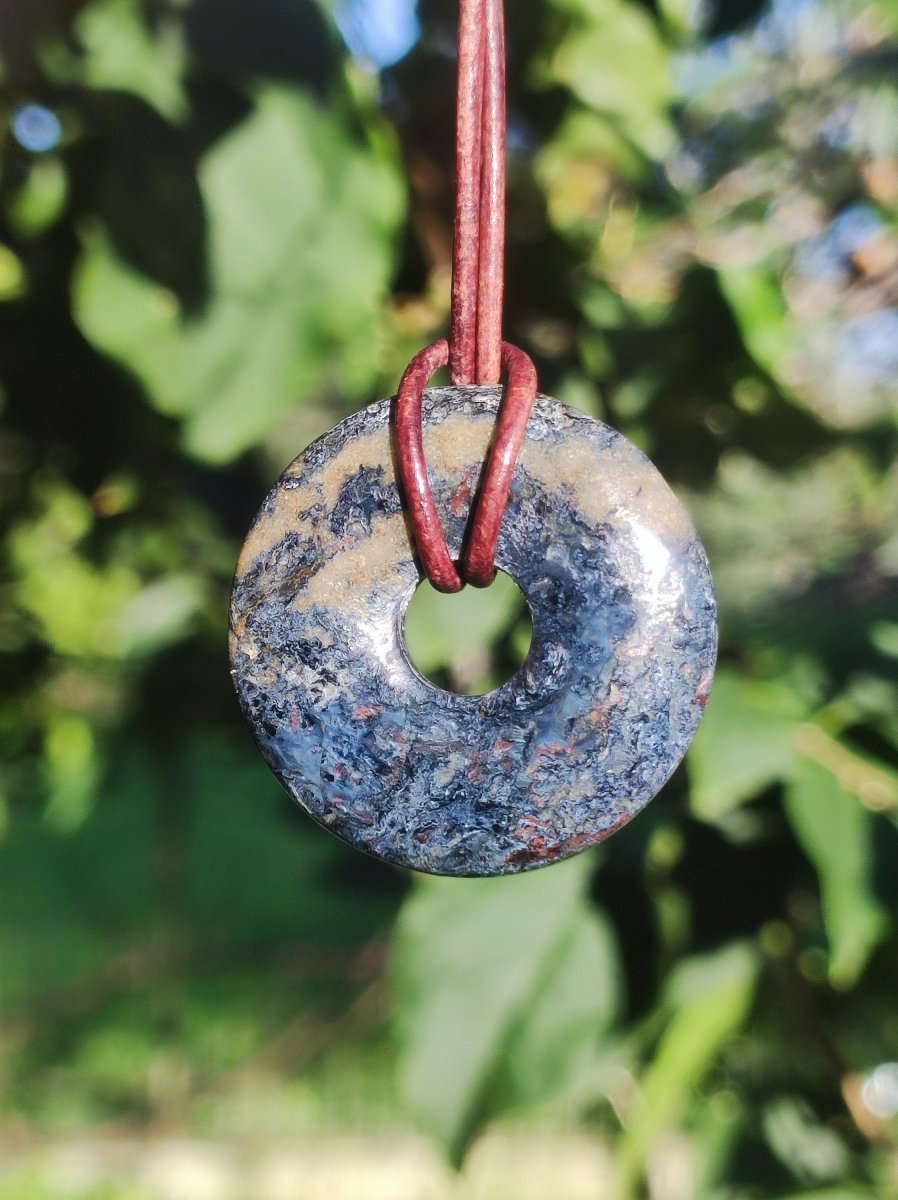 Pietersite blau ~ Edelstein Kette ~HIPPIE ~GOA ~Boho ~Tibet ~Ethno ~Nature ~Donut ~Schutzsymbol ~Rarität - Art of Nature Berlin