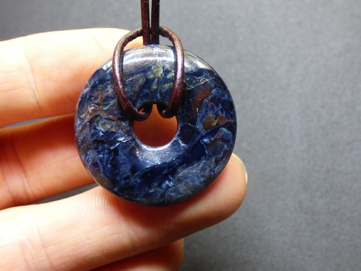 Pietersite blau ~ Edelstein Kette ~HIPPIE ~GOA ~Boho ~Tibet ~Ethno ~Nature ~Donut ~Schutzsymbol ~Rarität - Art of Nature Berlin